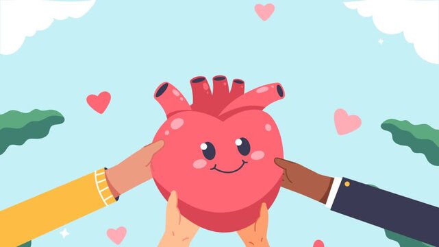 Cute Cartoon Teddy Bear Holding a Heart, Romantic Valentine Greeting Card with Adorable Animal Character, Colorful Holiday Celebration Vector Illustration for Kids and Family Design