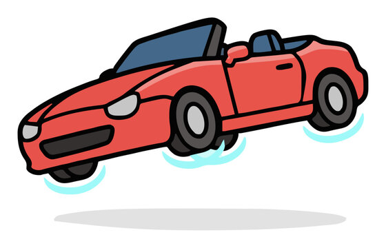 Futuristic Convertible Hover Car Isolated on White B.... Generative AI