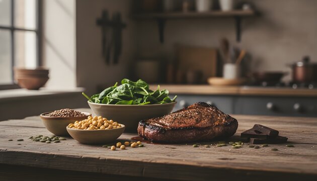 Iron Rich Foods Arranged On Table