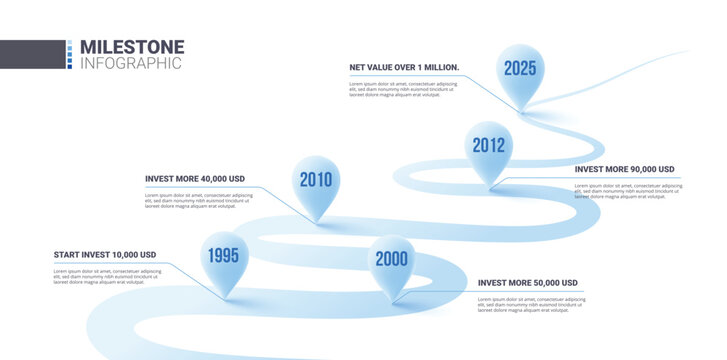 5 Steps Modern milestone diagram with road journey concept, presentation vector infographic.