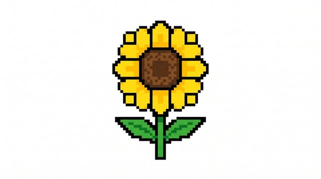 8-bit pixel art of a single simple sunflower environment game asset isolated on a solid white background.