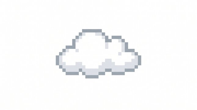 8-bit pixel art of a simple white fluffy cloud environment game asset isolated on a solid white background.