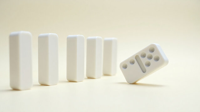 Domino Falling Over Line of Upright Dominoes