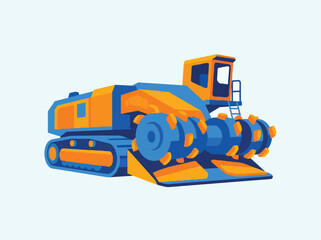 Naklejka premium Orange Blue Construction Bulldozer Vector Illustration
