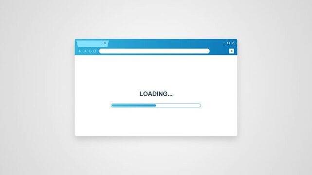 Browser Window Loading Progress Bar Animation on Grey Background