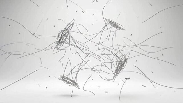 Abstract 3D render showing messy lines transforming into smooth flowing curves, representing problem solving and clarity.