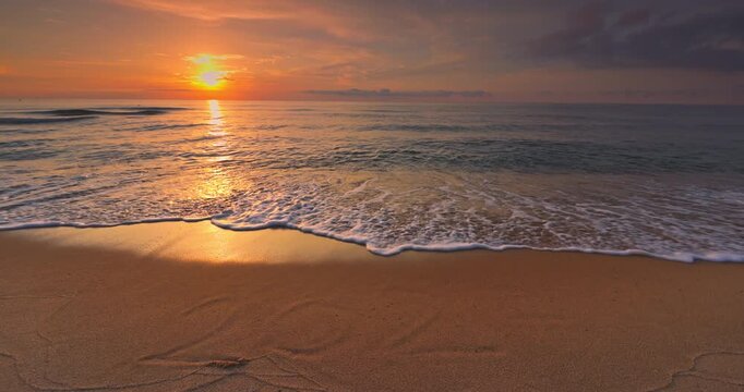 Golden Sunrise Ocean Beach and text 2027 New Year on Sea Sand