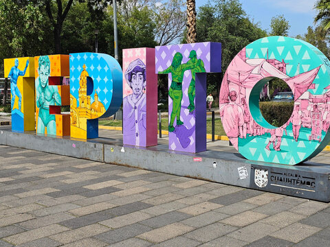 Mexico City, Mexico - July 21, 2025: Colorful letters at the entrance to Tepito in Mexico City, one of the city's most dangerous neighborhoods