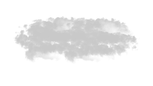 A single fluffy white cloud formation captured from above isolated on transparent background