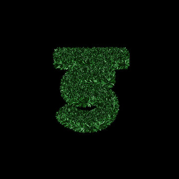 Hindi letter Gha made of lush green leaves, Devanagari script for eco-friendly and nature concepts