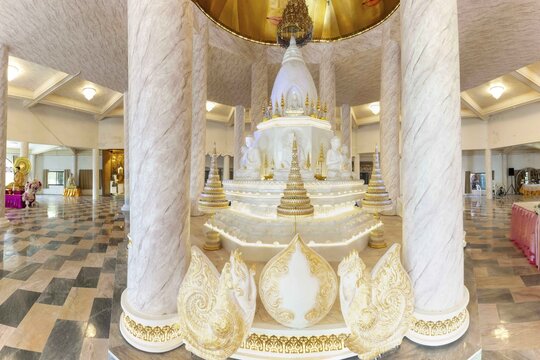 The exquisitely crafted central shrine (chedi inside), main pagoda, Wat Phra That Sorn Kaew Buddhist temple complex, Khao Kho Mountains, Phetchabun Province, Isan, Thailand