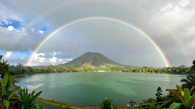 Double Rainbow Over Lagoa das Sete Cidades Post Rain Azores