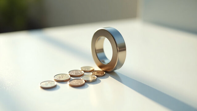 Magnet Attracting Coins Commercial Illustration