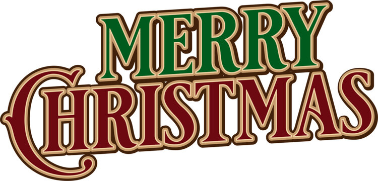 Merry Christmas Vintage Typography Text, Vector illustration