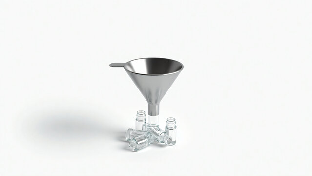 Funnel Selecting Vial Symbolizing Precision and Quality
