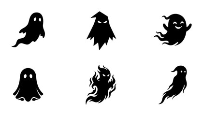 Fototapeta premium Spooky Ghost Icons, Halloween Character Silhouettes, Ethereal Spirit Vector Set, Spooky Ghost Vector Art