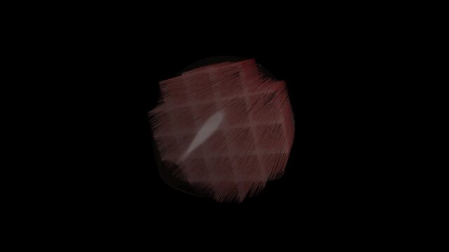 Abstract Muscle Fibers: A zooming microscopic view of pink organic tissue and connective fibers radiating outward on a dark background