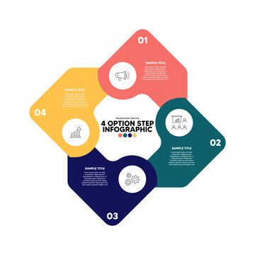 Venn diagram infographic chart template for business 4 Step, options, presentation with venn diagram elements vector editable illustration.