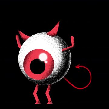 Looping red devil eye head