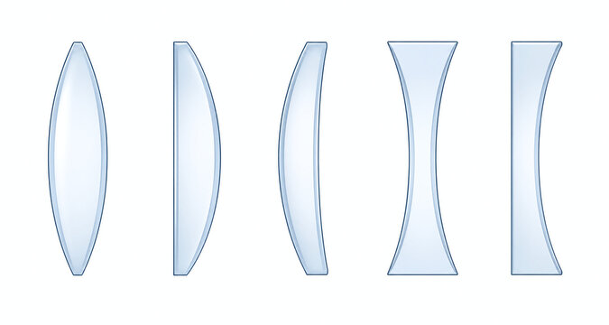 Optical lens cross section types scientific illustration