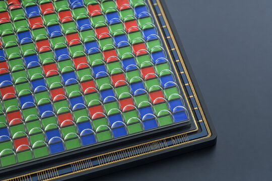 Macro view of camera sensor pixel mosaic