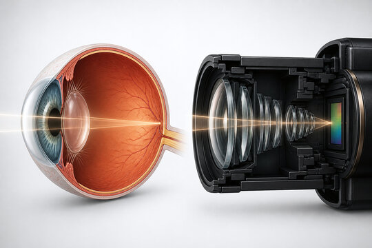Human eye and camera lens vision comparison