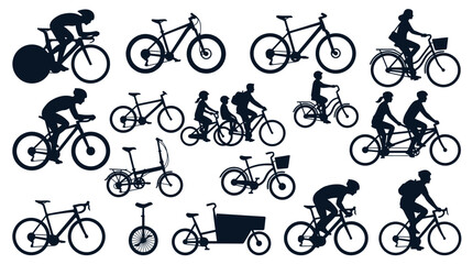 Set of Various Bicycle Silhouettes Isolated on White © Mangkat