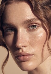 Fototapeta premium Extreme Close-Up Beauty Portrait with Soft Raking Light