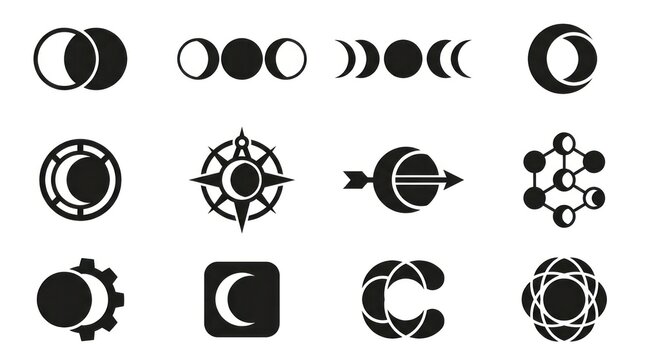 Abstract black and white symbolic logo mark collection