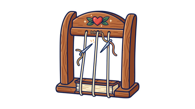 Vintage puppet theater stage with string puppets