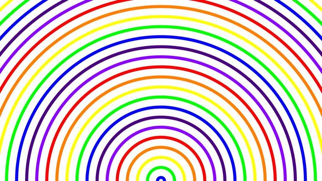 Vibrant multicolored concentric semicircles forming a bright geometric pattern