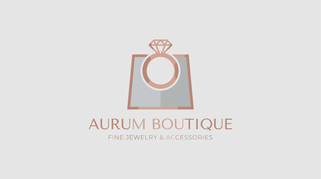 Pink ring jewelry boutique brand logo.