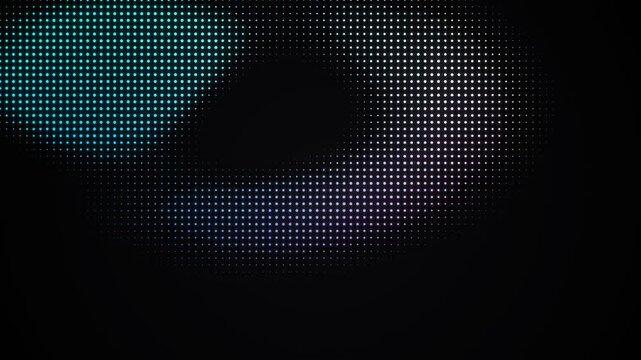 Abstract digital composition featuring green dots and grayscale grid patterns