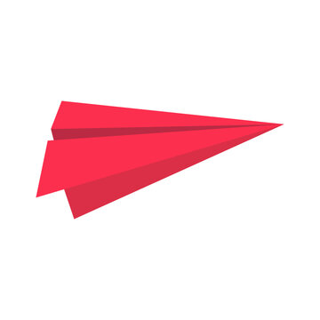 Clean graphic illustration of a vibrant red paper airplane, symbolizing send, message, and journey