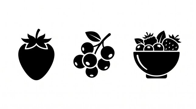 Title: Berry Silhouette Vector Icon Set