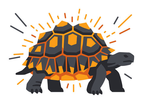 Stylized Geometric Tortoise with Glowing Lava Shell Vector
