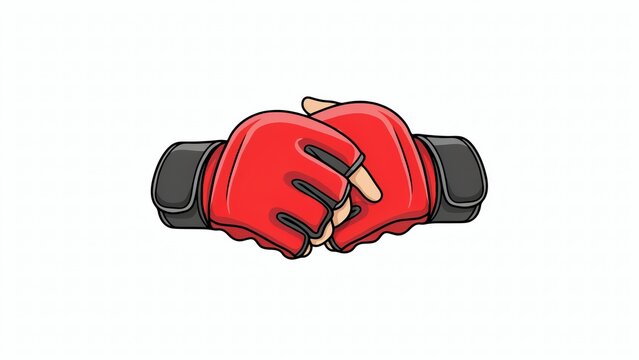Red mma fighting gloves isolated on white background