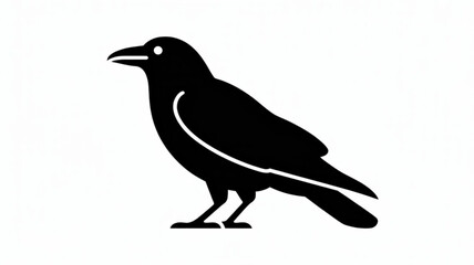 Fototapeta premium Minimal black crow vector illustration icon, clean monochrome bird silhouette for modern logos and branding.