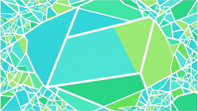 Geometric mosaic pattern with turquoise and lime green shades creates an abstract background