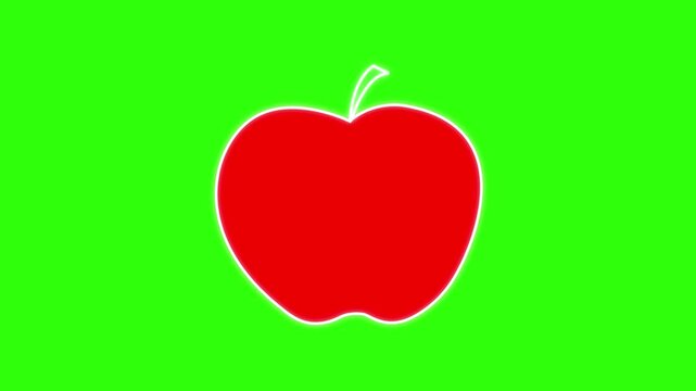Animated minimal apple drawing motion graphic on dark background, fresh fruit and organic food concept