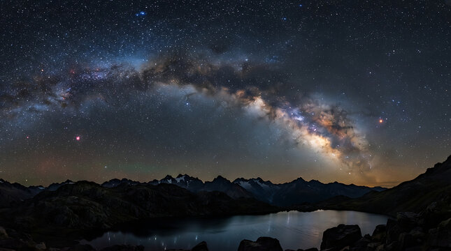 Milky way galaxy over calm ocean waters