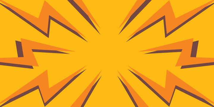 Background geometric shapes. Seamless pattern of lightning bolts. Trendy orange yellow and purple color. Comic style