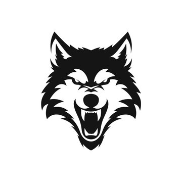 Angry wolf head mascot, aggressive wolf vector