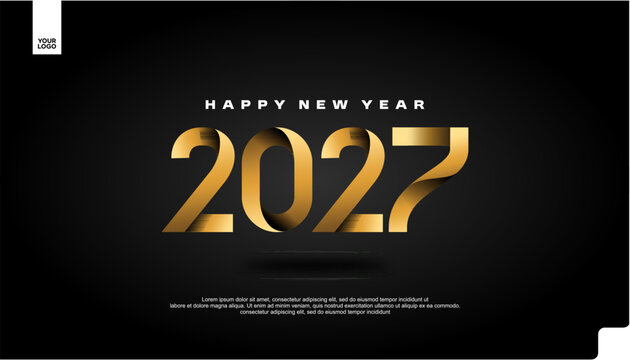 Happy New Year 2027 Golden Luxury Banner on Black Background Vector
