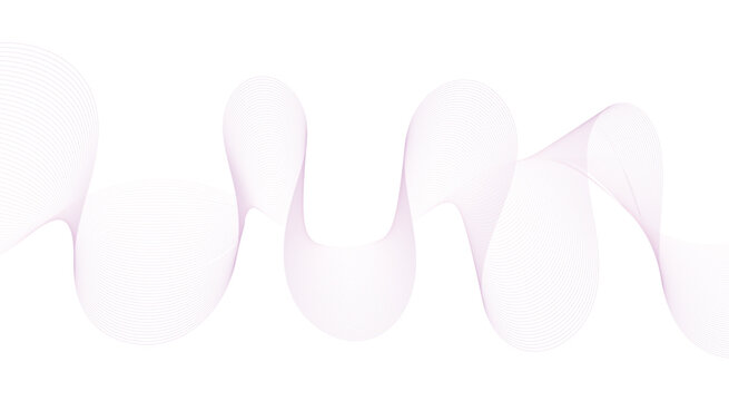 Fine Pink Curves and Wave Design. Dynamic Curved Gold Lines on White