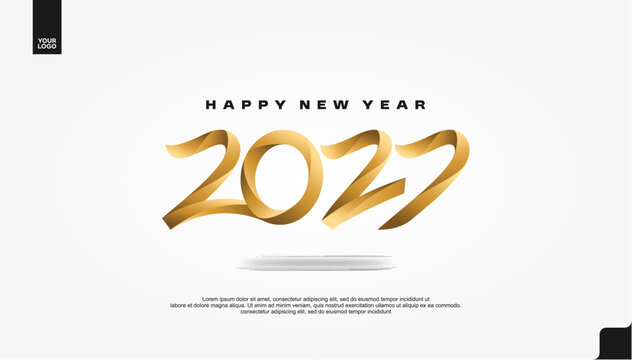 Happy New Year 2027 Golden Elegant Banner on White Background Vector