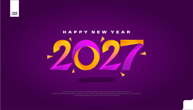 Happy New Year 2027 Colorful Celebration Banner on dark Background Vector