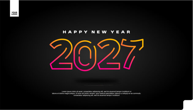 Happy New Year 2027 Colorful Celebration Banner on dark Background Vector