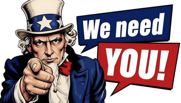 Uncle Sam We Need You Pop Art Uncle Sam Poster Illustration