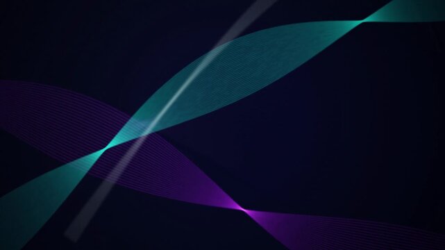 Cyan and purple ribbon lines twisting seamless loop motion background